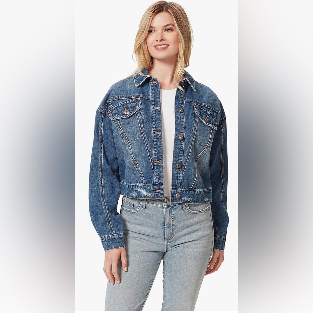 Jessica Simpson Women's Austin Drop Shoulder Denim Jacket 2X